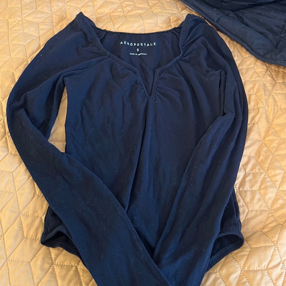 Small Aeropostale Black V Neck Bodysuit, never worn